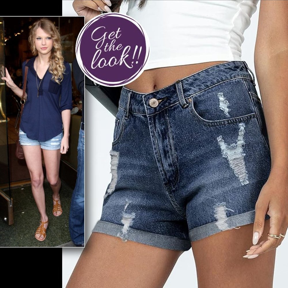 ONLYPUFF High Waist Denim Cuffed Shorts  NEW!!!